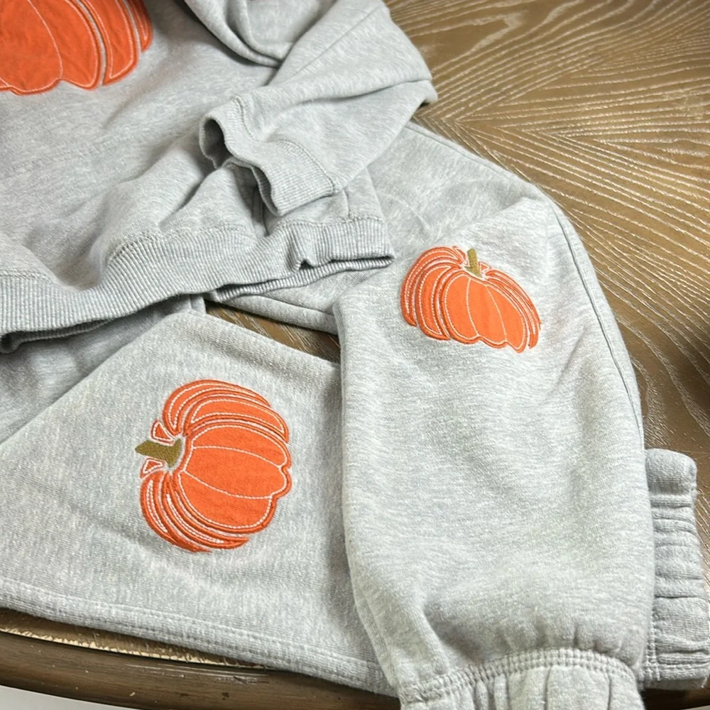 Gymboree Fall Harvest Autumn Pumpkin Jogger Sweatpants & Hoodie Sweatshirt